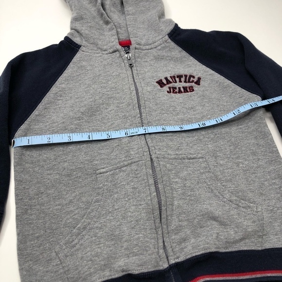 NAUTICA Jeans Grey Navy Varsity Fleece Lined Full Zip-up Toddler Hoodie SIZE 4T - Picture 12 of 13